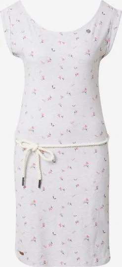 Ragwear Jerseyjurken Jurk Tamy Dames Wit Gemêleerd