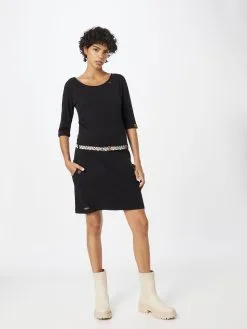 Ragwear Jerseyjurken Jurk TANYA Dames Zwart -Goedkope Ragwear winkel 5ea8a39b4b1dc1d971d962da2f22fe6b