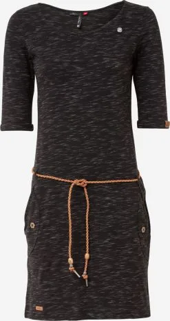 Ragwear Jerseyjurken Jurk TANYA Dames Zwart Gemêleerd