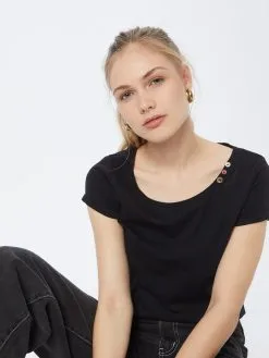 Ragwear T-shirts Shirt FLORAH Dames Zwart -Goedkope Ragwear winkel 87ce18792537b6c047a022f0fdaf2040