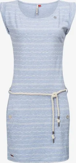 Ragwear Jerseyjurken Jurk Tag Waves Dames Lichtblauw