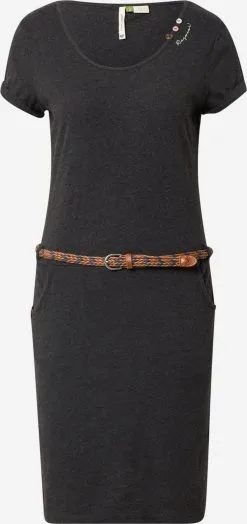 Ragwear Jerseyjurken Jurk Montana Dames Zwart Gemêleerd