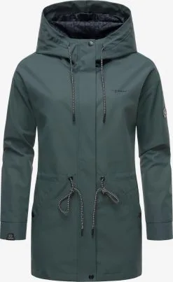 Voorkant 42 Ragwear Regenjassen Functionele Jas Urbanna Remake Dames Donkergroen