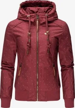 Ragwear Winterjassen Winterjas Druna Print Winter Dames Wijnrood